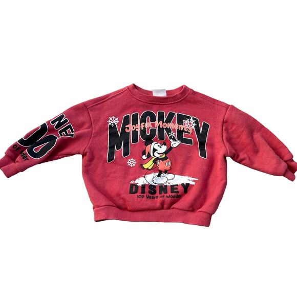 Zara Mickey Mouse Christmas Sweatshirt 12-18m - Picture 1 of 4